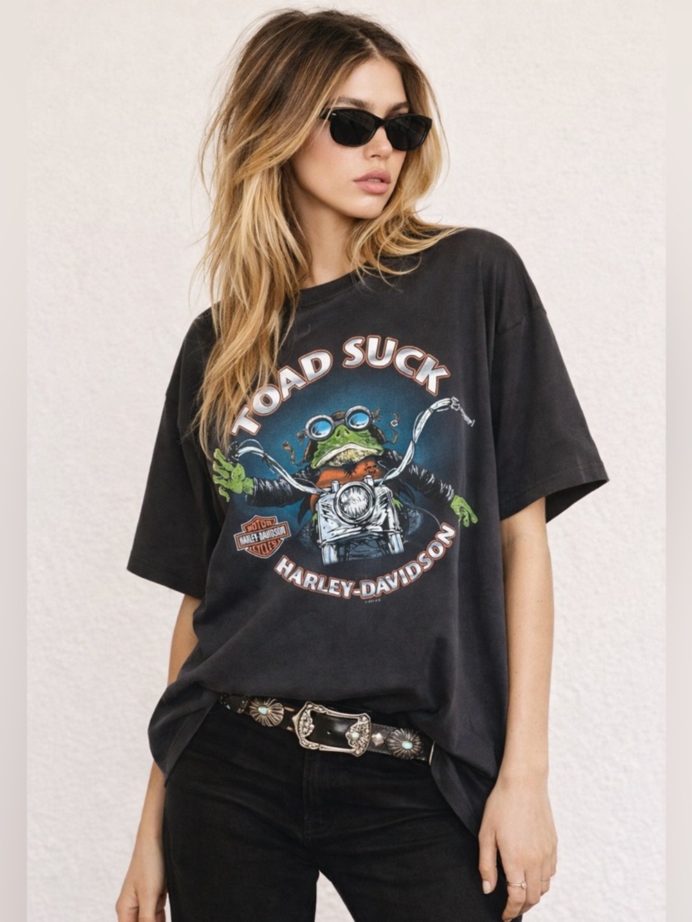 Harley-Davidson Toad Suck Graphic Tee Black Vintage Style Biker Shirt Size L